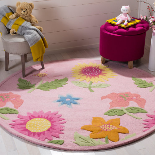 Harriet Bee Claro Floral Handmade Tufted Pink Area Rug & Reviews Wayfair